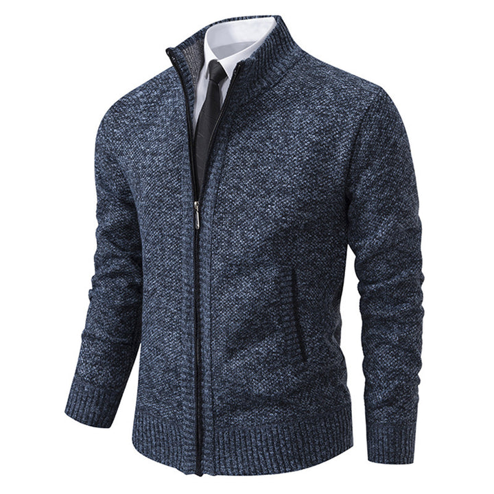Herren gehobene Strickjacke mit Stehkragen und durchgehendem Reißverschluss, thermisch isolierend und tailliert geschnitten Nord Taschen