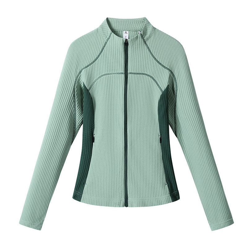 Damen Waffelstruktur-Funktionsjacke mit durchgehendem Reißverschluss, Stehkragen und Kontrast-Seiteneinsätzen Nord Taschen