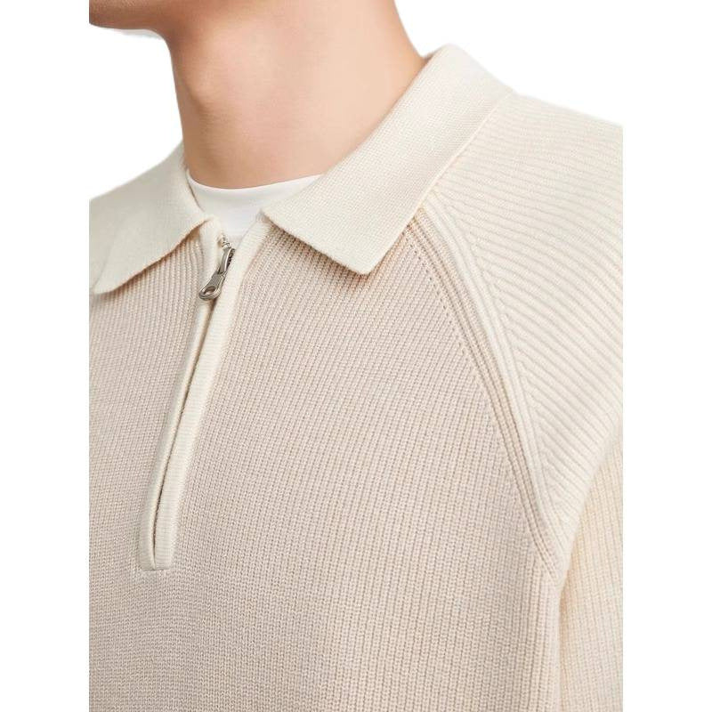 Herren Feinstrick-Halbzip-Pullover mit Polokragen und Raglanärmeln Nord Taschen