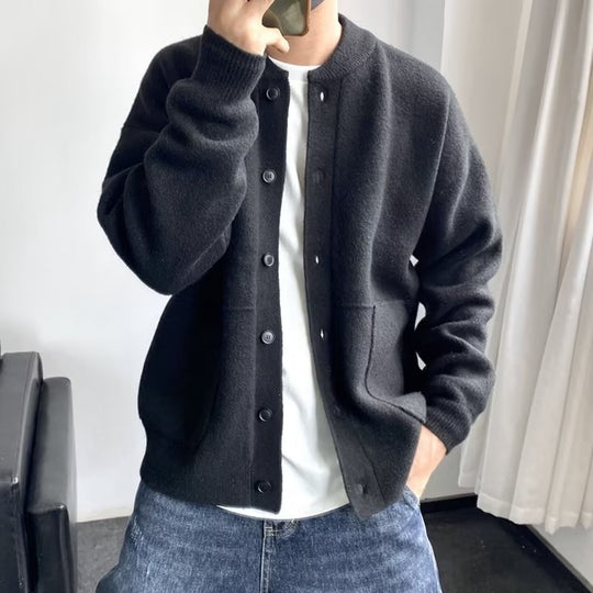 Herren Gemütliche Strickjacke mit Rundhalsausschnitt Nord Taschen