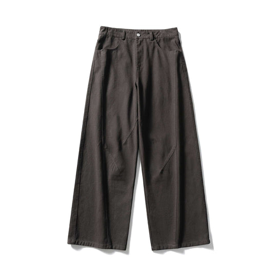 Damen Hochtaillierte weite Culotte‑Hose aus Baumwoll‑Twill mit Ziersteilnähten Nord Taschen