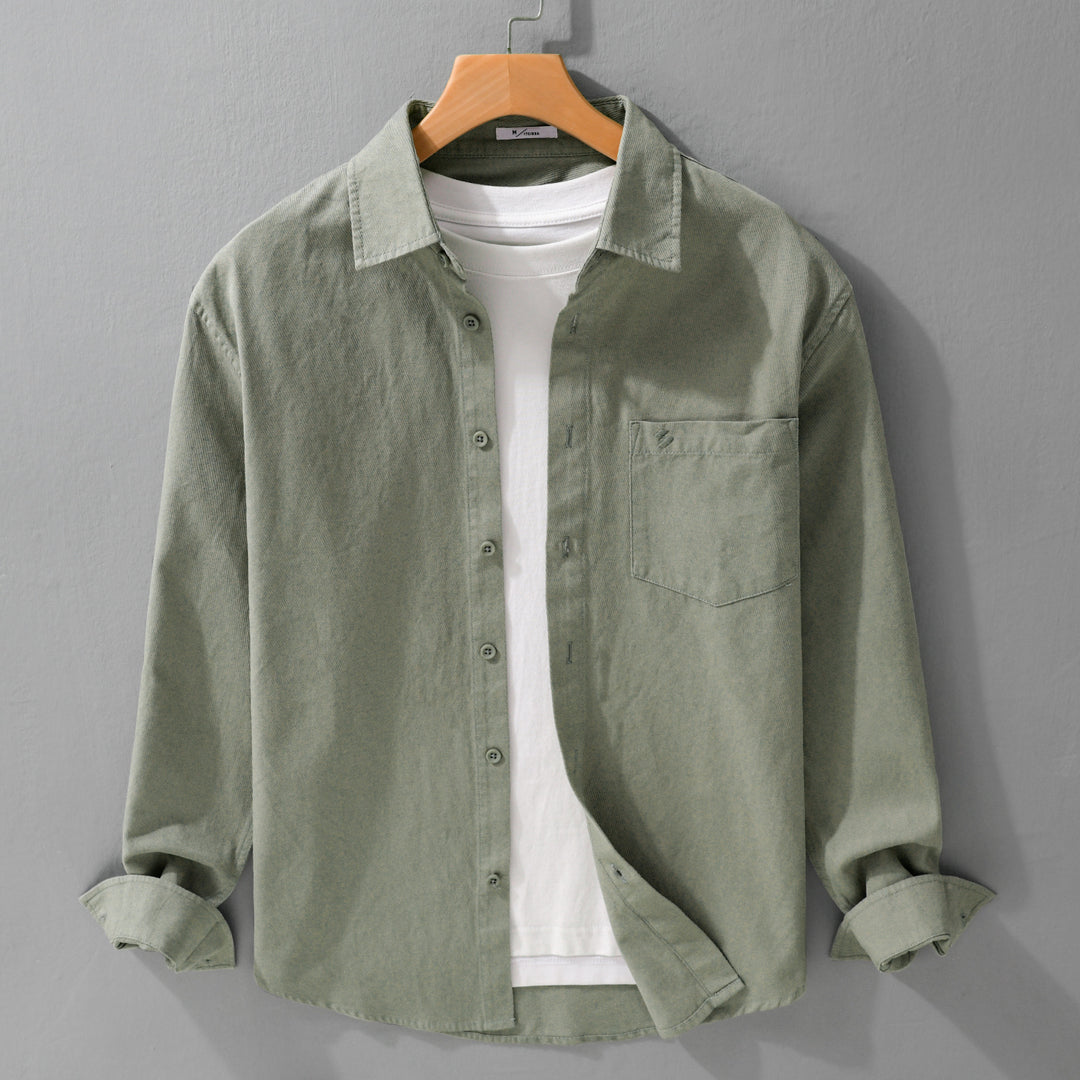 Herren Hemdjacke-Overshirt aus softem Baumwoll-Twill im Layering-Look mit aufgesetzter Brusttasche Nord Taschen