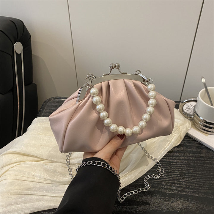 Damen-Handtasche mit eleganter Perlenkette und raffiniertem Rüschendesign Nord Taschen