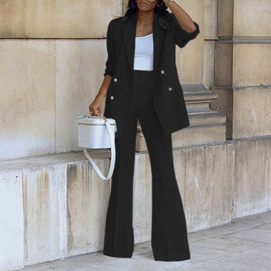Damen elegantes Blazer-Set mit weitem Bein und Taillengürtel