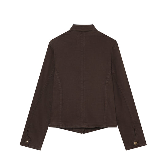 Damen Taillierte Cropped‑Militär‑Blouson mit Epauletten und Doppelknopfreihe Nord Taschen