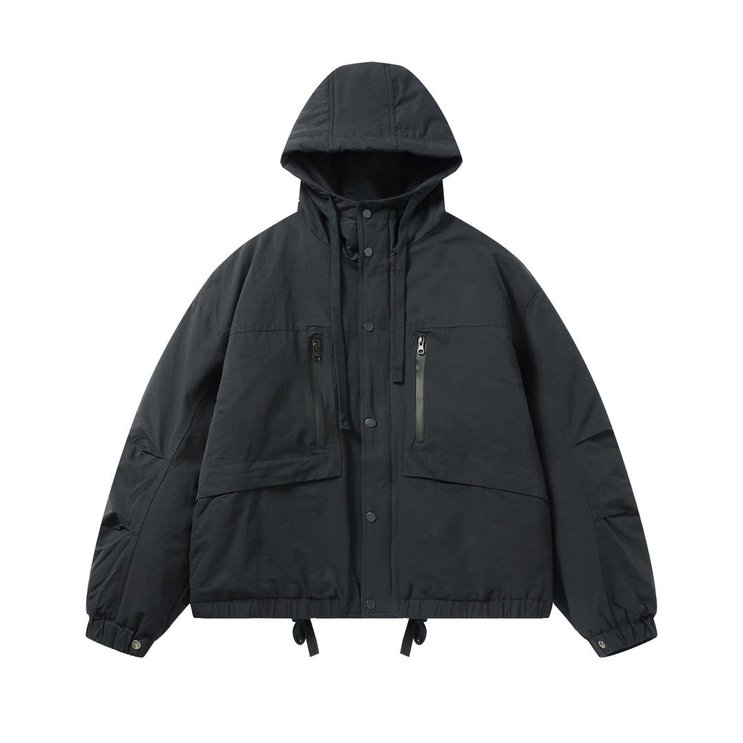 Herren Technischer Kapuzenparka mit wasserabweisenden Reißverschlüssen, Kängurutaschen und Tunnelzug Nord Taschen