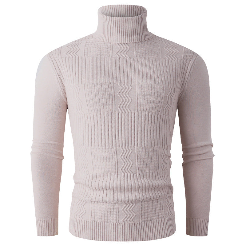 Herren Rollkragenpullover aus Feinstrick mit strukturiertem Jacquardmuster und tailliertem Schnitt Nord Taschen
