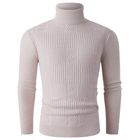 Herren Rollkragenpullover aus Feinstrick mit strukturiertem Jacquardmuster und tailliertem Schnitt Nord Taschen