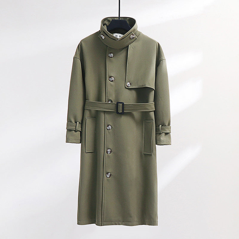 Herren Trenchcoat im modernen Wollmix mit Taillengürtel, Schalkragen und aufgesetzten Taschen Nord Taschen