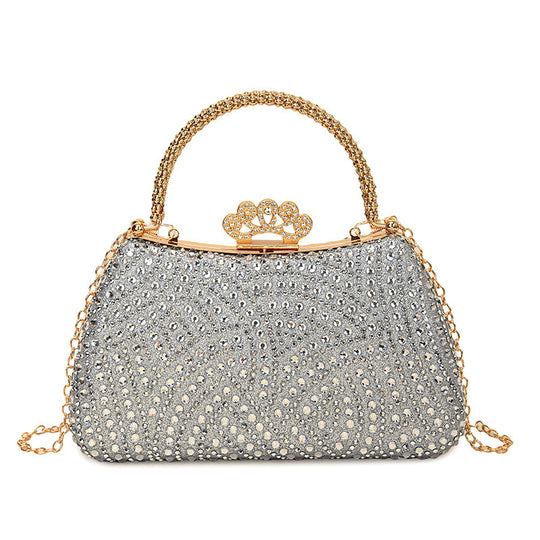 Damen funkelnde Glamour Clutch mit dekorativem Kettenhenkel Nord Taschen