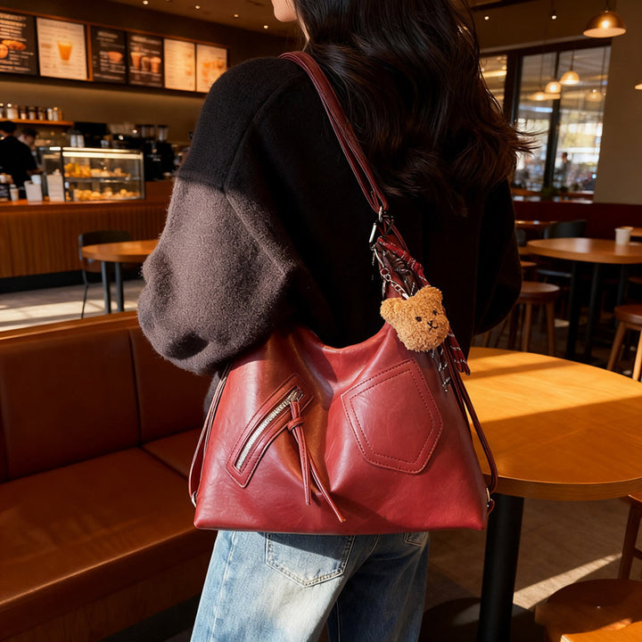 Damen Hobo-Tasche aus hochwertigem Leder mit elegantem Kordelzug Nord Taschen