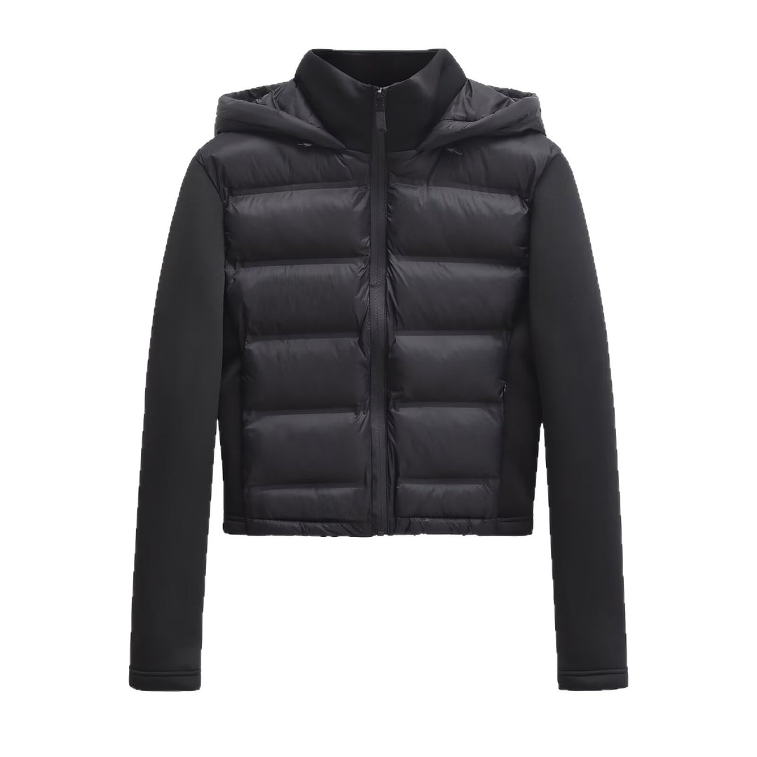 Damen Gekürzte gesteppte Hybrid‑Wattierte Jacke mit Kapuze Nord Taschen