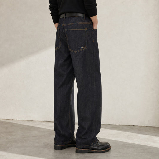 Damen Gerade geschnittene hochgeschnittene Jeans aus robustem Denim Nord Taschen