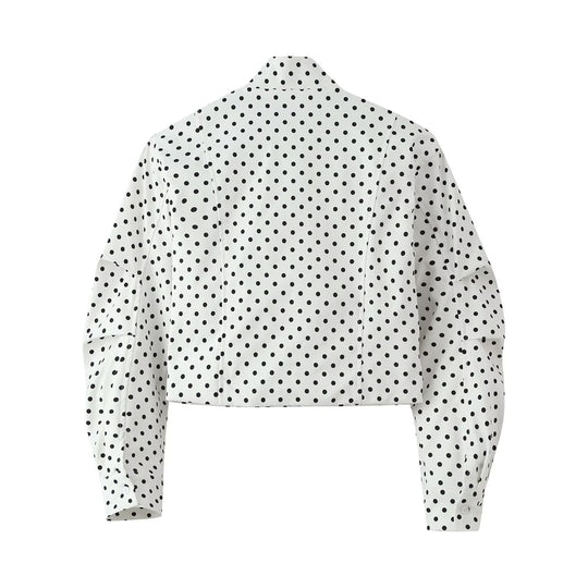 Damen Gepunktete Cropped-Übergangsjacke mit Stehkragen und Reißverschluss Nord Taschen