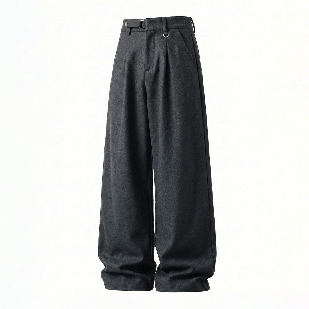 Damen Weite High-Waist-Hose mit Bundfalten, D-Ring und weitem Bein Nord Taschen