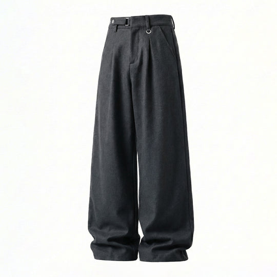 Damen Weite High-Waist-Hose mit Bundfalten, D-Ring und weitem Bein Nord Taschen