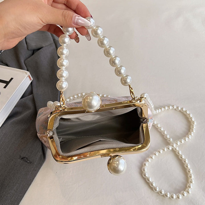 Damen elegante Clutch mit perlverziertem Rahmen Nord Taschen