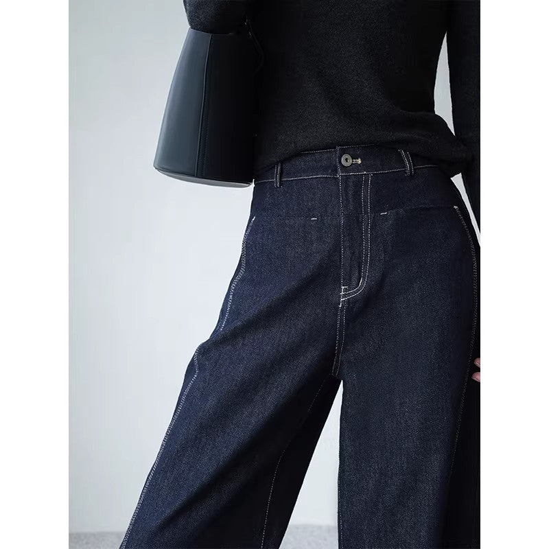 Damen Weite Jeans mit hohem Bund Nord Taschen