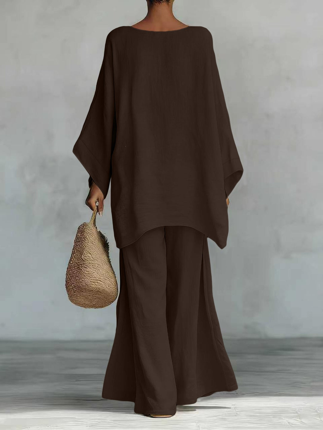 Damen Lässiges Oversize-Kaftanoberteil mit weiten Palazzohosen Nord Taschen
