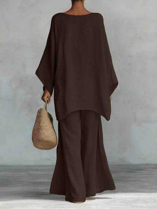Damen Lässiges Oversize-Kaftanoberteil mit weiten Palazzohosen Nord Taschen