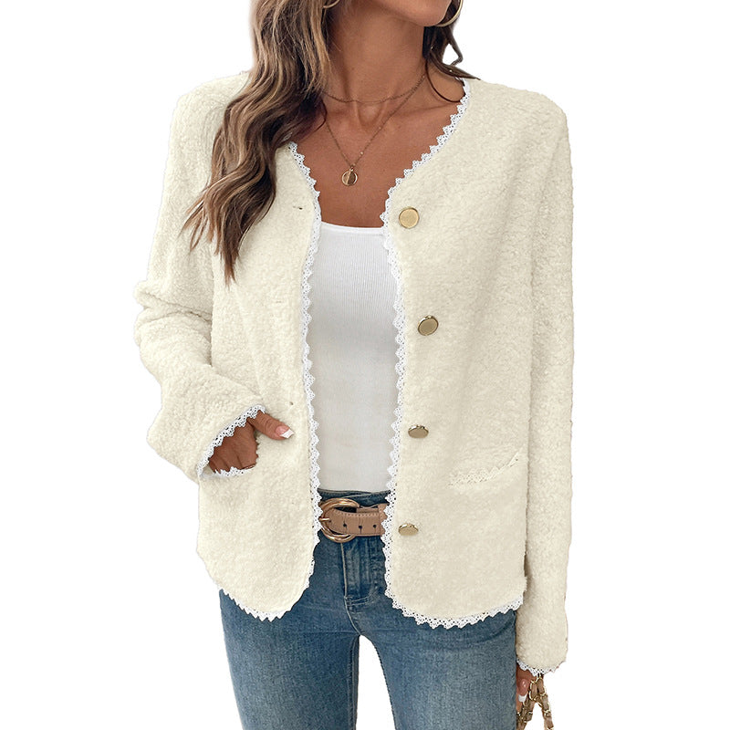 Damen Eleganter Cardigan mit Spitzenverzierungen Nord Taschen