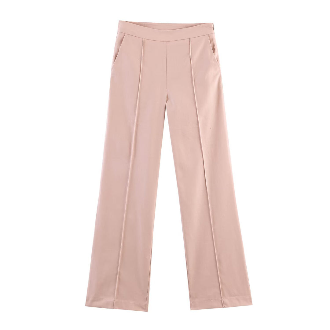 Damen Weite High‑Waist Anzughose mit Bügelfalte und Seitentaschen Nord Taschen