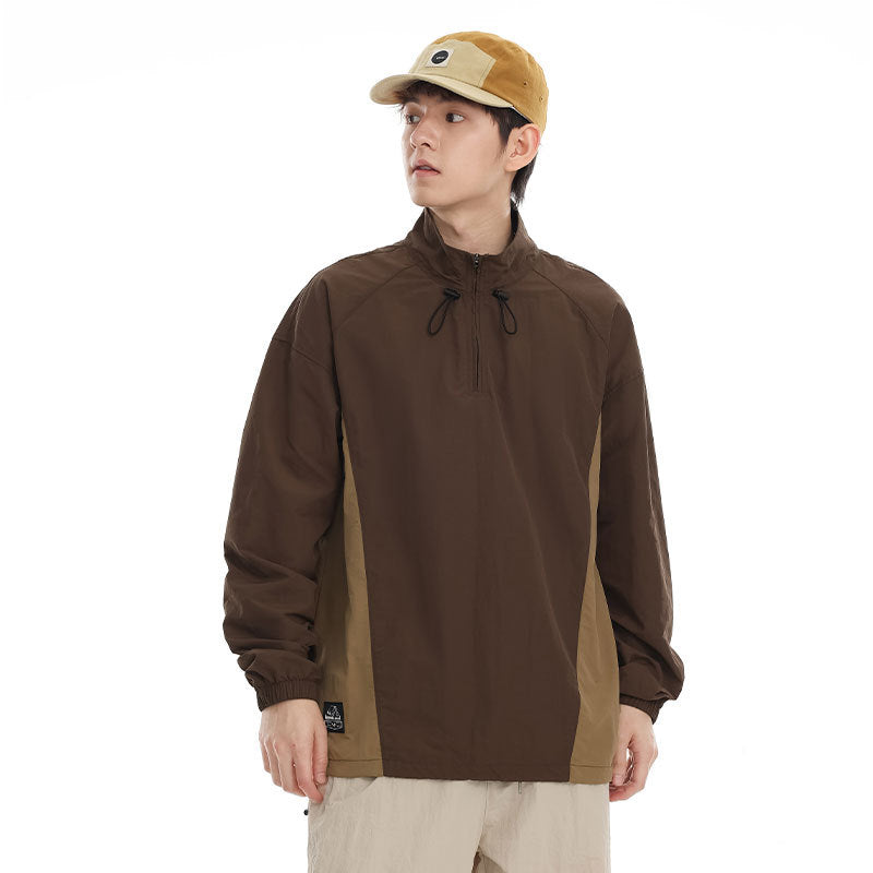 Herren leichter Nylon-Anorak mit Halbreißverschluss, Kordelzugsaum und Raglanärmeln Nord Taschen