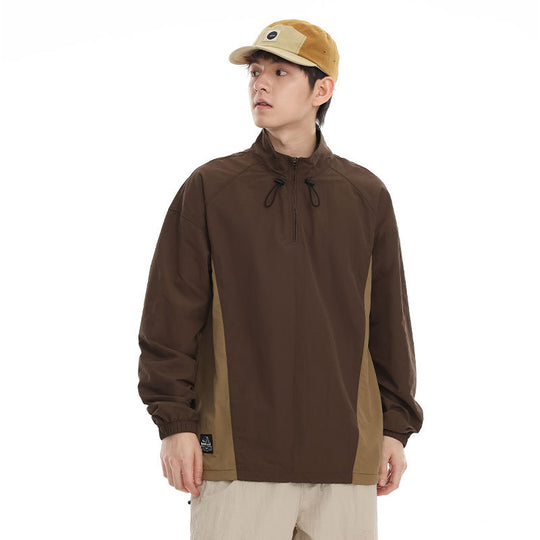 Herren leichter Nylon-Anorak mit Halbreißverschluss, Kordelzugsaum und Raglanärmeln Nord Taschen