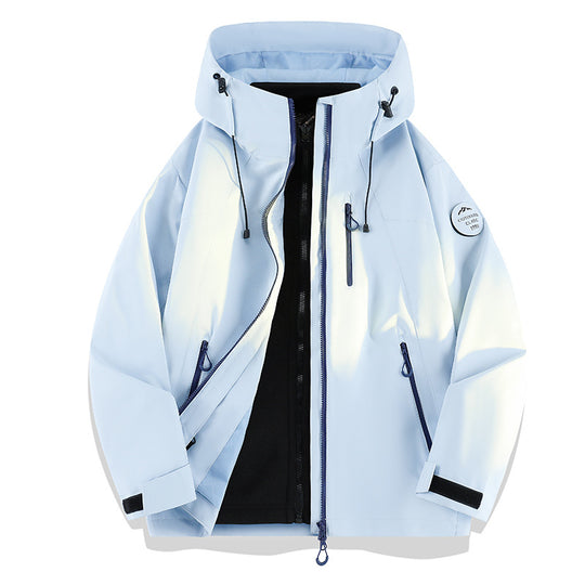 Damen Leichte wasserdichte Kapuzenjacke mit Teddy‑Charm und verdeckten Reißverschlusstaschen Nord Taschen