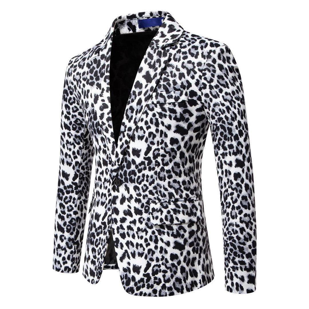 Herren Designer-Blazer mit auffälligem Leopardenmuster und edlem Schnitt
