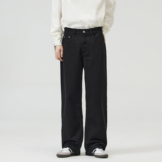 Herren Weite Baumwoll‑Twill‑Hose mit hohem Bund und geradem Bein Nord Taschen