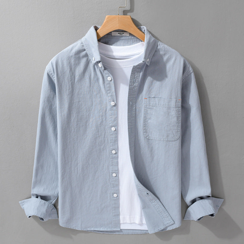 Herren Leichtes Baumwoll-Overshirt im Hemdjacken-Stil mit Brusttasche und Button-Down-Kragen Nord Taschen