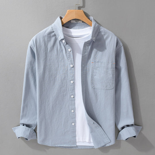 Herren Leichtes Baumwoll-Overshirt im Hemdjacken-Stil mit Brusttasche und Button-Down-Kragen Nord Taschen