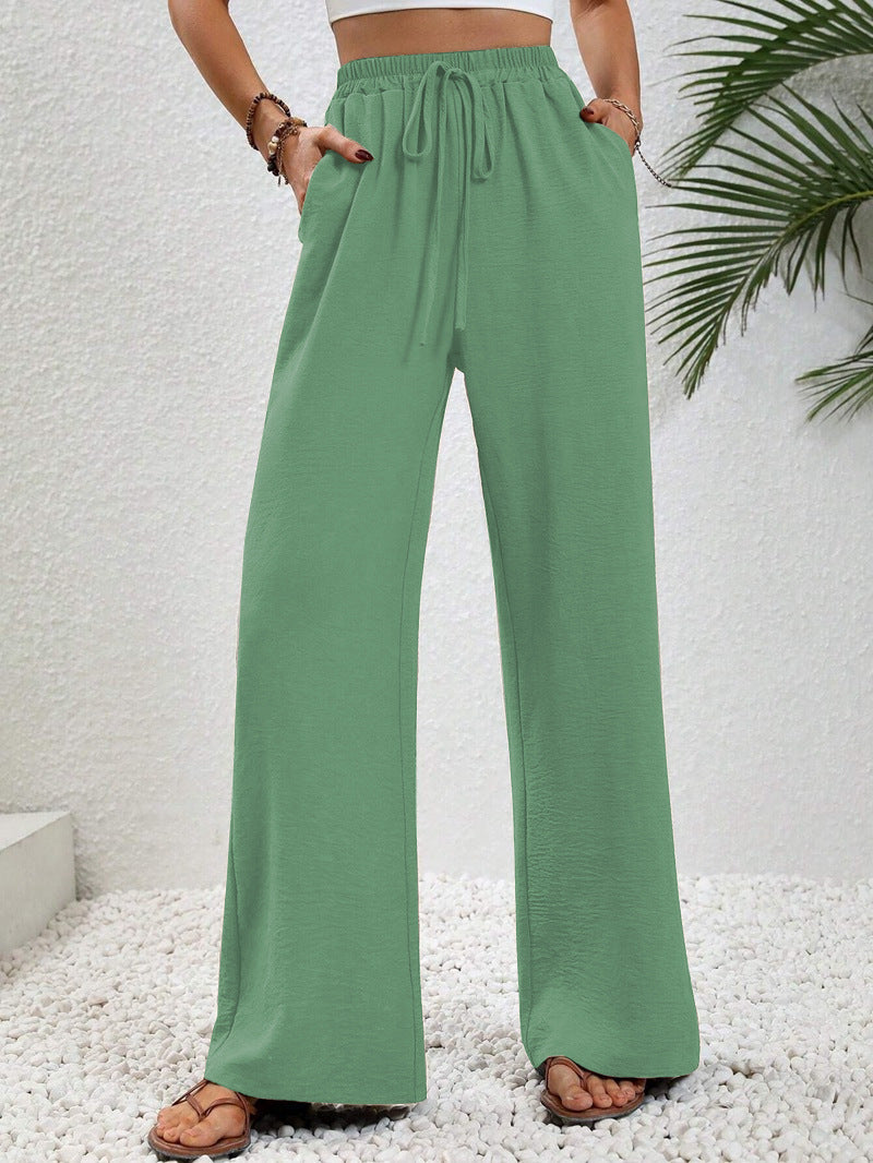 Damen Weite Palazzohose mit hohem Elastikbund, Kordelzug und Eingrifftaschen Nord Taschen