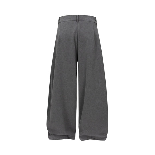 Damen Hochtaillierte weite Plissee-Hose mit Bügelfalte und Gürtelschlaufen Nord Taschen