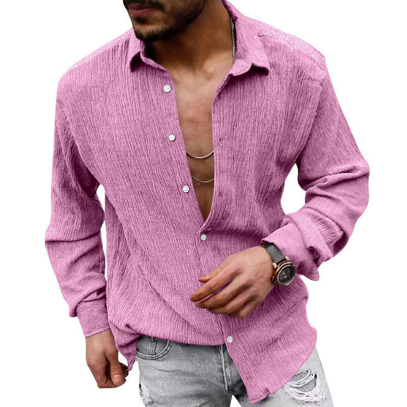 Herren lässiges Langarmhemd mit strukturiertem GewNord Taschene und modernem Look
