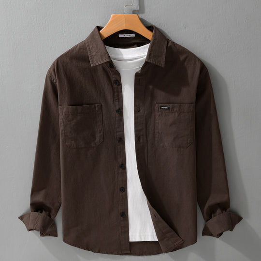 Herren Baumwoll-Overshirt im Hemdjackenstil mit aufgesetzten Brusttaschen und relaxed Fit Nord Taschen