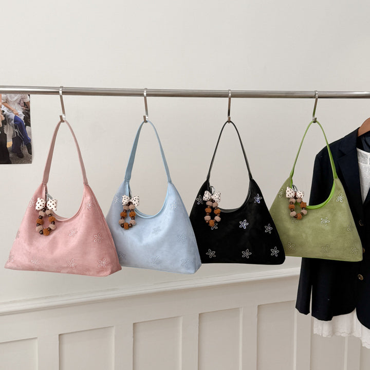 Damen Hobo-Tasche aus weichem Veloursleder mit funkelnden Applikationen Nord Taschen