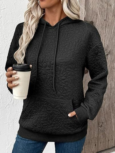 Damen Gesteppter Kapuzenpullover mit floral geprägter Steppstruktur Nord Taschen