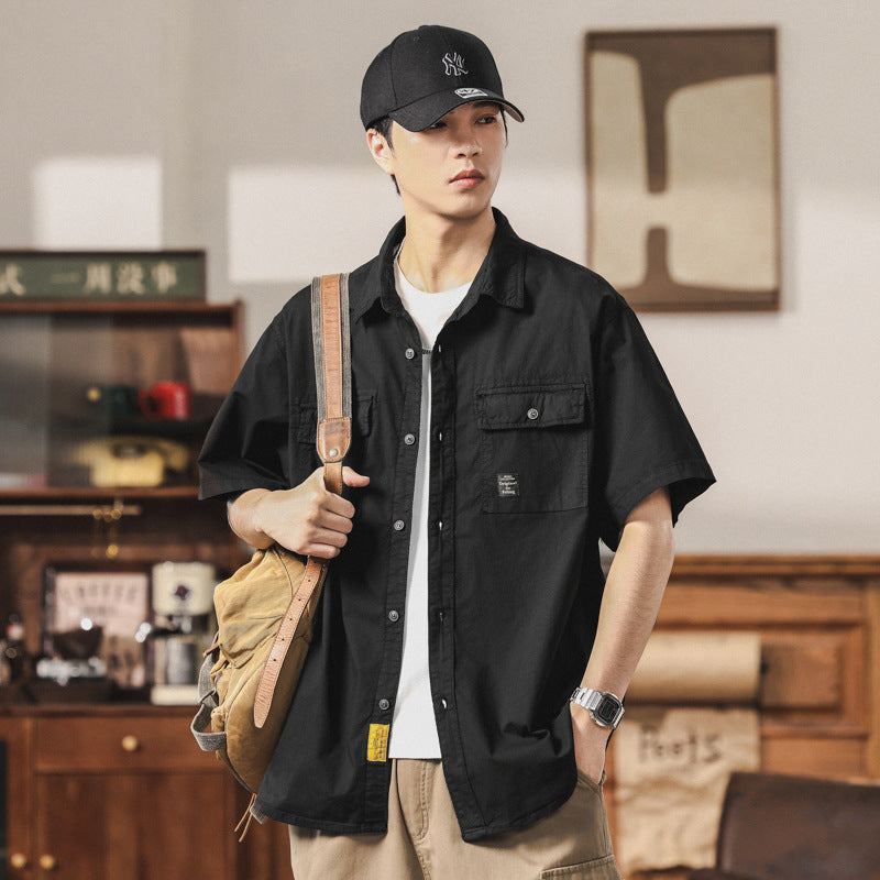 Herren Kurzarm-Fieldshirt im Overshirt-Look mit doppelten Brustklappen, verstärkten Nähten und gerundetem Saum Nord Taschen