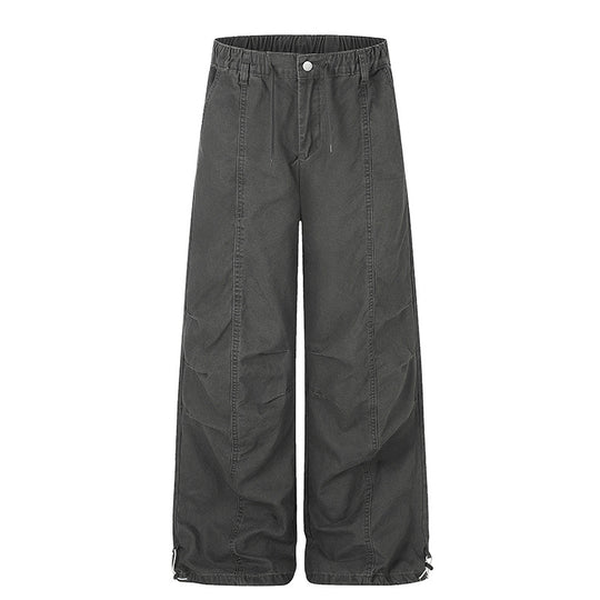 Damen Weite Canvas-Cargo-Palazzo-Hose mit elastischem Komfortbund und verstellbarem Saum Nord Taschen