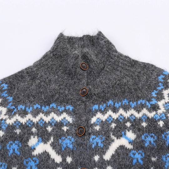 Damen Strick-Cardigan mit Norwegermuster und hohem Rollkragen Nord Taschen