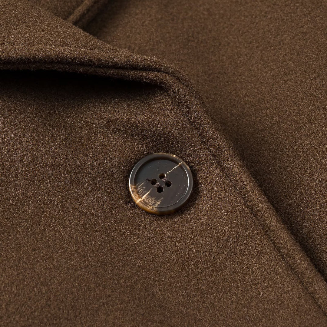 Damen Kurz Doppelreihiger Wollmix-Peacoat mit weitem Revers Nord Taschen