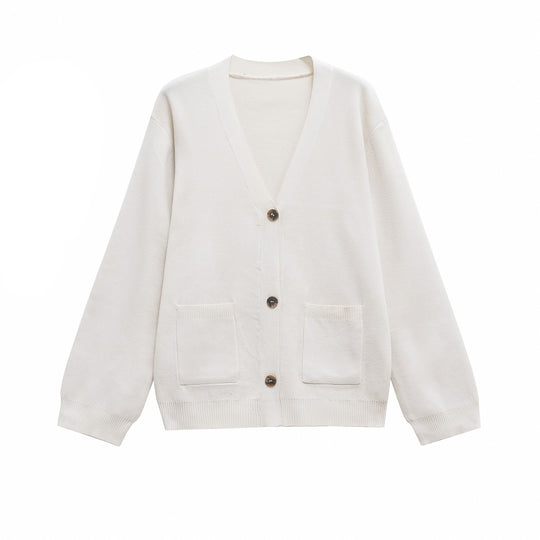Damen Oversize Strickcardigan mit V‑Ausschnitt und aufgesetzten Taschen Nord Taschen