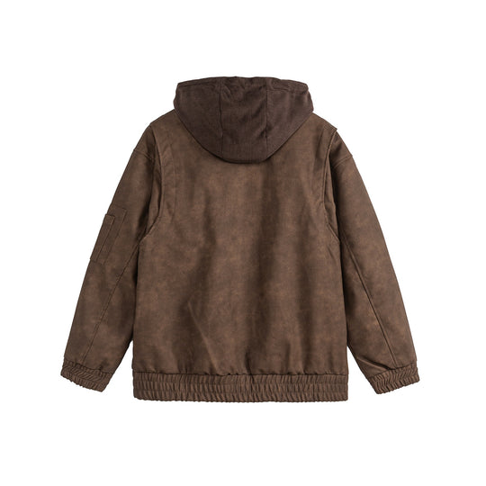 Unisex Boxy-wattierte Kapuzen‑Bomberjacke mit Veloursoptik, Cordkragen und Ärmel‑Zip Nord Taschen