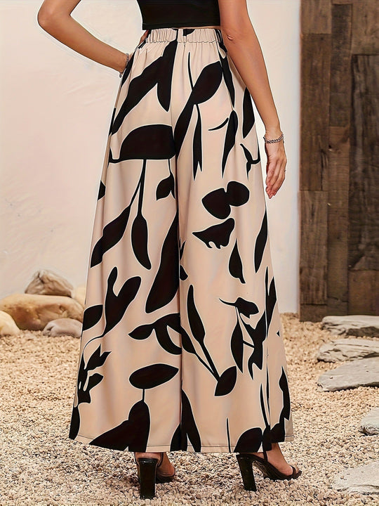 Damen Palazzo-Hose mit floralem Muster und weitem Schnitt
