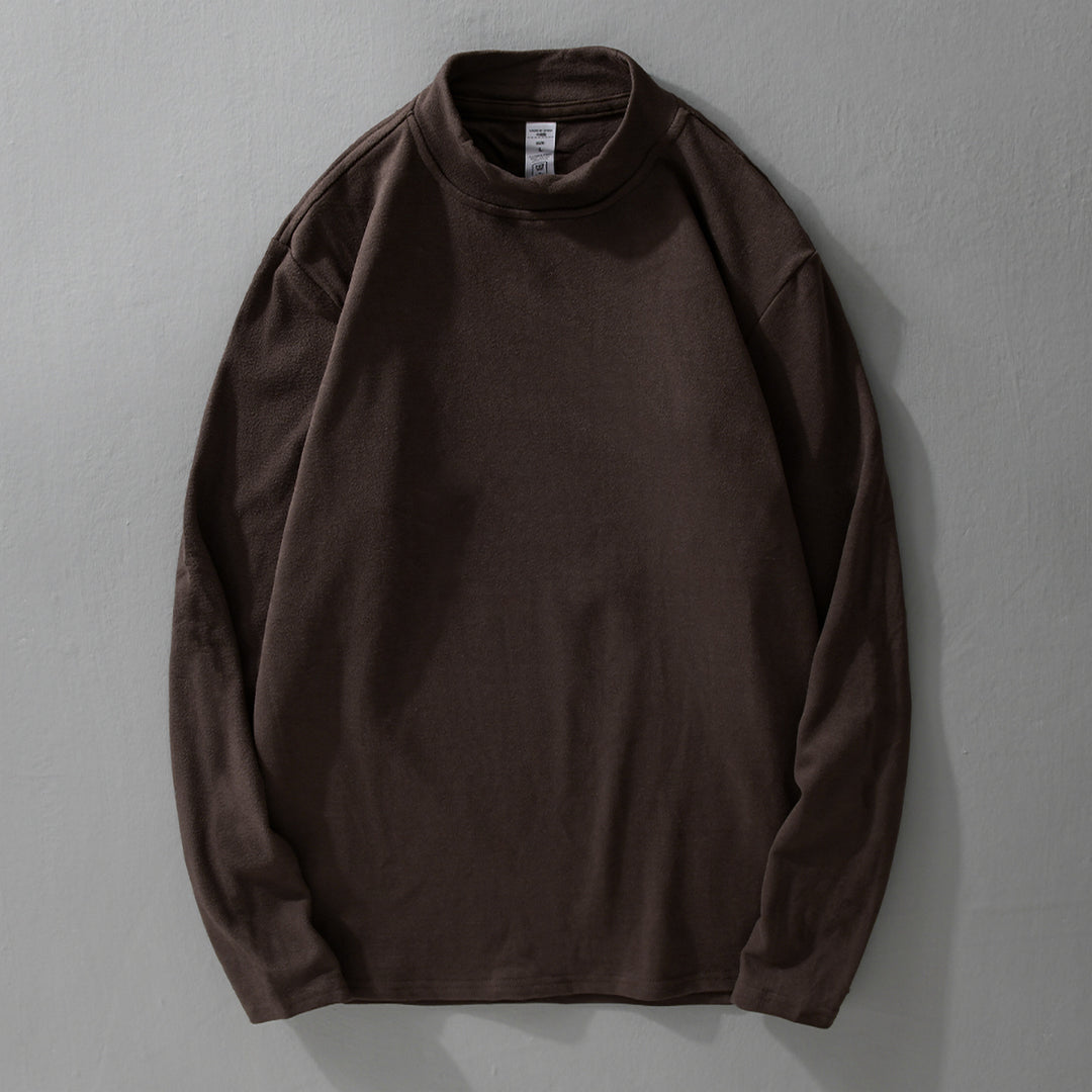 Herren Langärmeliges Feines Baumwollshirt mit Stehkragen und Relaxed-Fit Nord Taschen