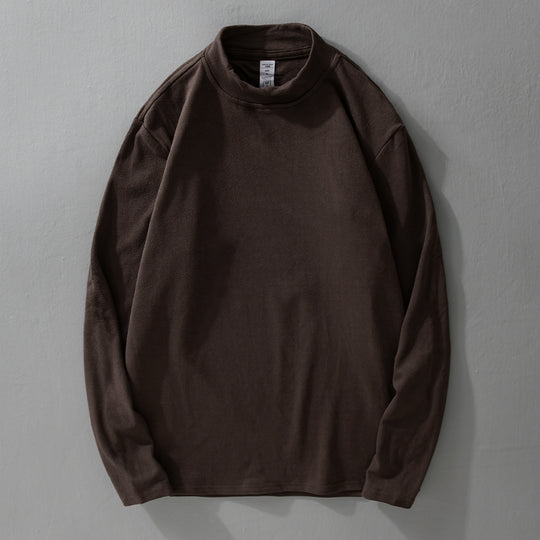 Herren Langärmeliges Feines Baumwollshirt mit Stehkragen und Relaxed-Fit Nord Taschen