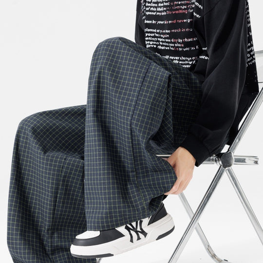Damen Weite karierte Palazzo-Hose mit elastischem Bund, Tunnelzug & Oversize-Silhouette Nord Taschen