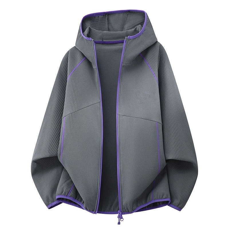 Damen Kapuzenjacke aus atmungsaktivem Waffelstrick mit oversized Schnitt und Reißverschluss Nord Taschen